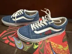 Vans デニムブルー バラ刺繍 スニーカー