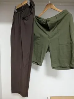 THE SHOP TK ハーフパンツ カーキ　ズボン　ブラウン　2枚セットのサムネイル