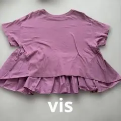 ペプラム 半袖 トップス パープル レディース　vis ＦＳサイズのサムネイル