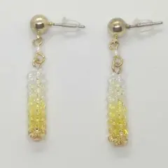 ビーズ黄色グラデーションピアス