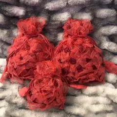 ローズのレースポーチ３点セット　バラ　薔薇　巾着　小物入れ　フリル