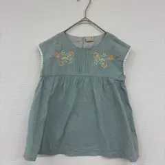☆petit main 刺繍入りチュニック 120サイズ　ライトミントグリーン