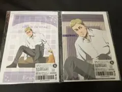 進撃の巨人　エルヴィン　くじメイト　ポスカ　缶バッジ　猫　ネコ　ポストカード