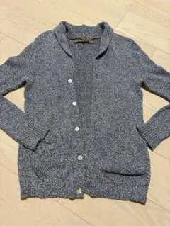 グレー ニット カーディガン ショールカラー