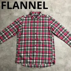 ★ ユニクロ/フランネル長袖シャツ　チェック柄　ピンク　Mサイズ