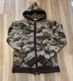 迷彩柄フード付きニットパーカーLサイズ