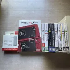 New Nintendo 3DS LL メタリックレッド + ソフト8本(中古)