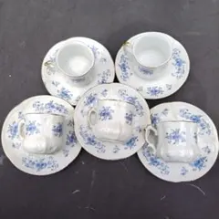 GOLDEN★Har China青い花柄 カップ・ソーサー 5個セット