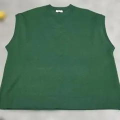 ダークグリーン ノースリーブニットベスト L