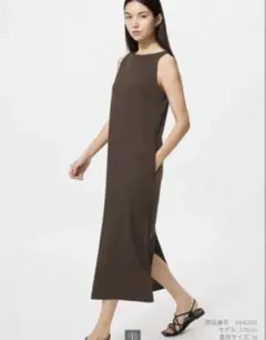 UNIQLO クレープジャージーワンピース　ブラウン
