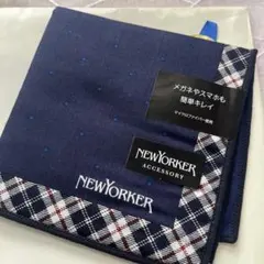 NEWYORKER ハンカチ ネイビー チェック ドット