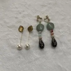 ハンドメイド イヤリング 2点セット