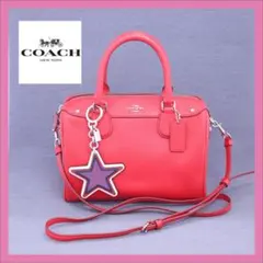 【超美品】COACHミニボストンバック 2way チャーム タグ レザー