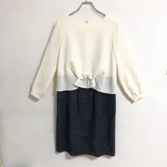 【美品】GREENLABELRELAXING膝丈ワンピース長袖　上品a4641