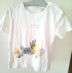 美品ザラ95白半袖Tシャツ90子供服ゾウ100キッズ象ぬいぐるみぞうユニクロ犬猫