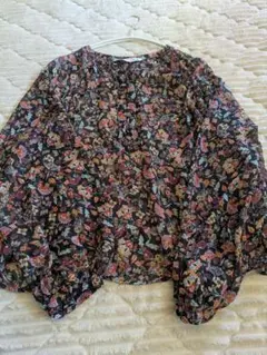 【ZARA】花柄多彩色 シフォンブラウス