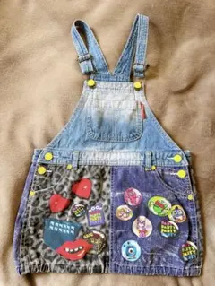 訳あり 120cm partyparty BREEZE デニム 柄 サロペット