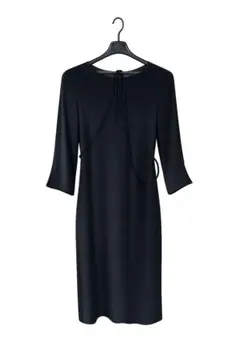 コムサイズム ブラック 七分袖 ワンピース Mサイズ