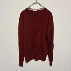 Comfort basic 薄手 Vネックニットカーディガン M ワインレッド