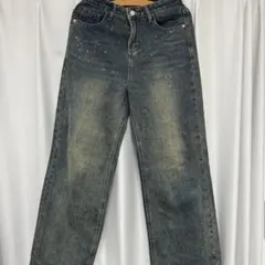 SHAGGIEのオーロララインストーン付きヴィンテージルーズデニムパンツ