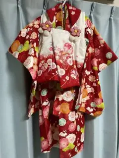 赤色 花柄 被布着 753 七五三 小町kids 子供着物　3歳　髪飾り　草履