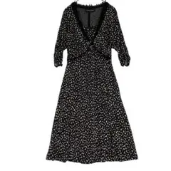 ヨーコドール　シルク100 カシュクールワンピース　5分袖　黒　36 / Sのサムネイル