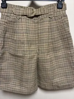 チェック柄 ベルト付き キュロットパンツ