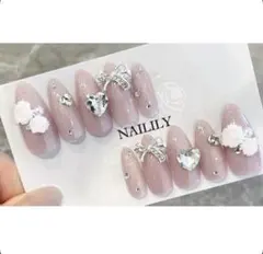 現品 即購入可 ネイルチップ キラキラ 薔薇 ワンホン ガーリー 韓国