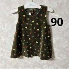 【新品未使用】familiar・ワンピース・90㎝ familiar ファミリア 90cm ワンピース ドット 水玉 ベージュ