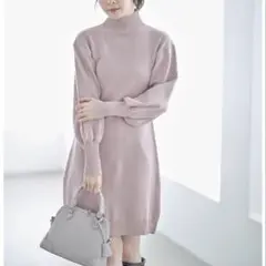 ハイネックボリュームスリーブニットワンピースtocco closet