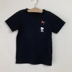 スヌーピー キッズ 半袖Tシャツ ブラック ポケット付き