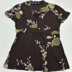 【美品】バナナリパブリック　リーフ柄チュニック　Vネック