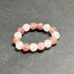 BR69 天然石 パワーストーン ビーズリング モスコバイト ローズクォーツ