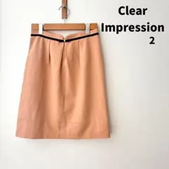 Clear Impression タイトスカート ピンク 2 黒ライン 膝丈のサムネイル