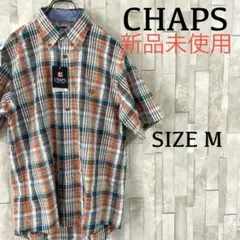 【新品未使用タグ付】90s CHAPS 半袖シャツ ロゴ刺繍 M マルチカラー