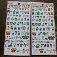 サンリオ/キャラMIX ステッカー2枚シール：プチマーク/キティ&ミミィ他