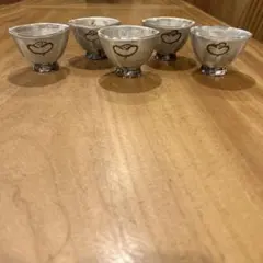 色絵 高台碗 馬上杯形 在銘 5客揃い 赤絵 呉須 古陶磁 茶碗 骨董