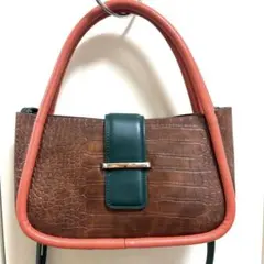 クロコダイル風レザーショルダーバッグのサムネイル