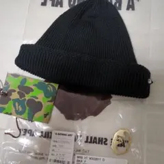 A BATHING APE ビーニー ニット帽 ブラック Fのサムネイル