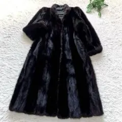 SAGA サガミンク 最高級 マキシ丈 ミンク ファー ロングコート 112cm SAGA サガ ミンク ファー ロングコート ダーク : エルベートブルー
