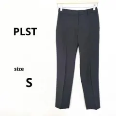 PLST プラステ スラックスパンツ ブラック センタープレス 後ろゴム S