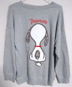 スヌーピー　トレーナー　レディースL　サガラ刺繍　裏起毛なし　G