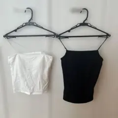 ブラトップ 2枚セット ホワイト ブラック カップ付き
