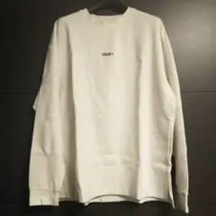 オシャレな異素材 CKJS ロゴ刺繍 ホワイト長袖Tシャツ