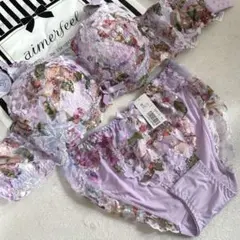 エメフィール　花柄　脇高ブラ ショーツ セット　D70 完売　レア