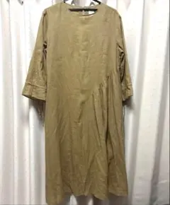 LA VAGUE D’ETOILES 麻混 ロングワンピース L〜LL ベージュ