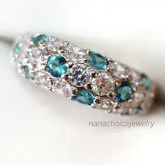 1418 高級 sona ダイヤモンド フルエタニティ リング ブルー ラウンド 1418 高級 sona ダイヤモンド フルエタニティ リング ブルー シルバー