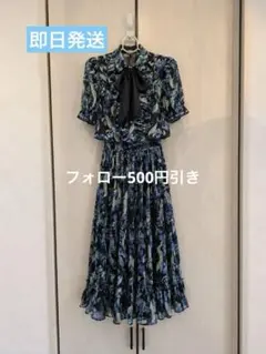 Sov. ソブ セットアップ オリジナルリボン柄プリントサテンブラウス