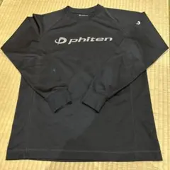 Phiten ファイテン 両面ロゴ 長袖 プリントTシャツ 黒×シルバー S