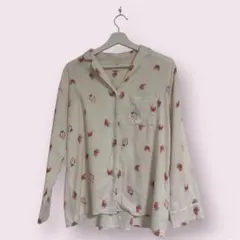 【セール】gelato pique いちご柄コットン長袖シャツ パジャマ ピンク